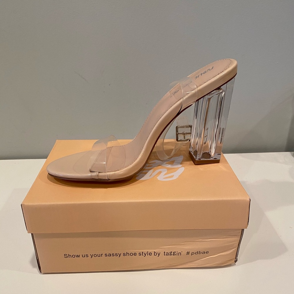 NWT Public Desire Perspex nude heel